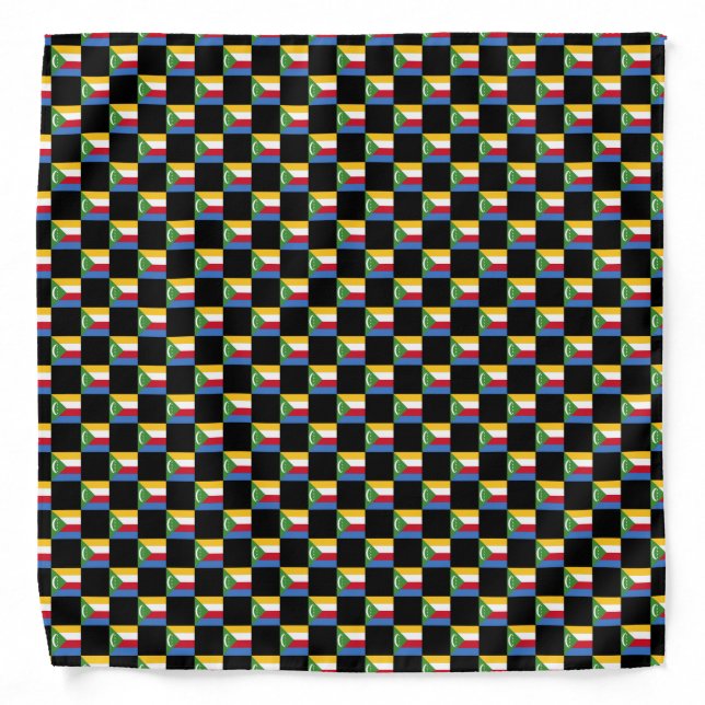 Checkered Comoros Flag Pattern  Bandana (Front)