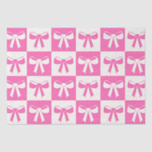 Checkered Coquette Girly Pink Bows Pattern