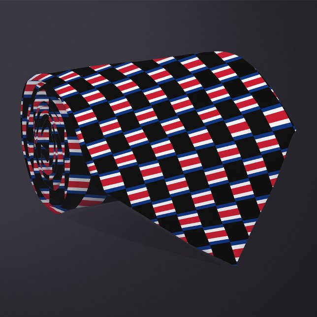 Checkered Costa Rica Flag Pattern  Neck Tie (Creator Uploaded)