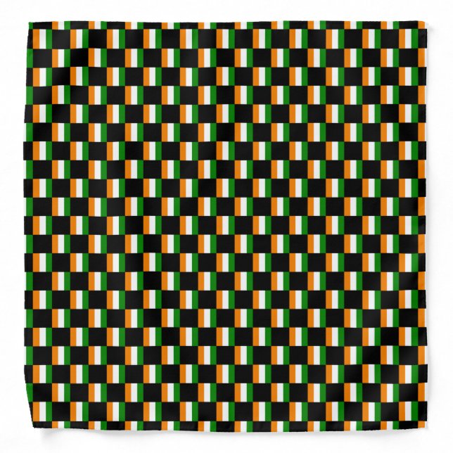 Checkered Cote d'Ivoire Flag Pattern  Bandana (Front)