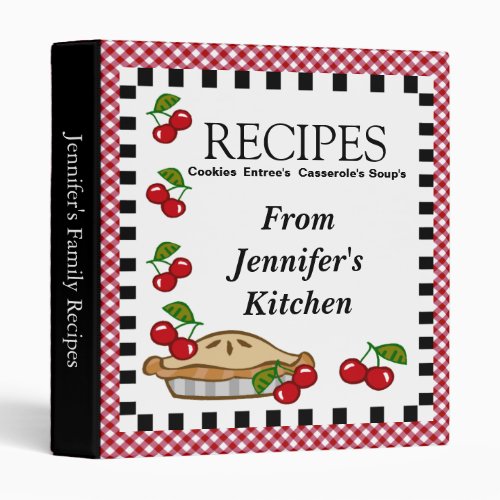 Checkered Country Red Recipe Cookbook  3 Ring Binder