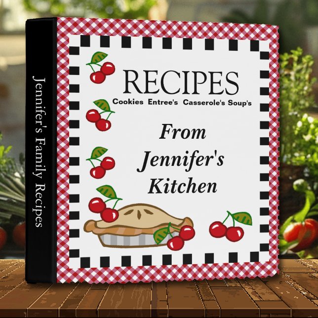 Checkered Country Red Recipe Cookbook  3 Ring Binder (Creator Uploaded)