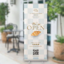 Checkered Croissant QR Bakery Display