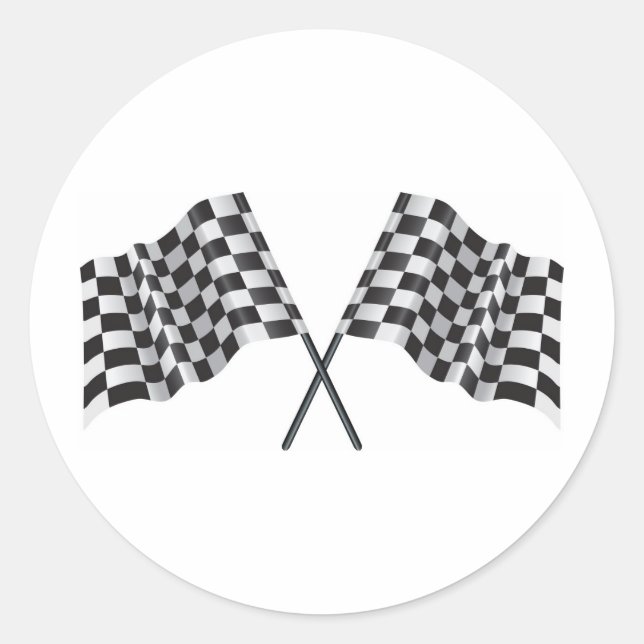 checkered cross flags classic round sticker (Front)