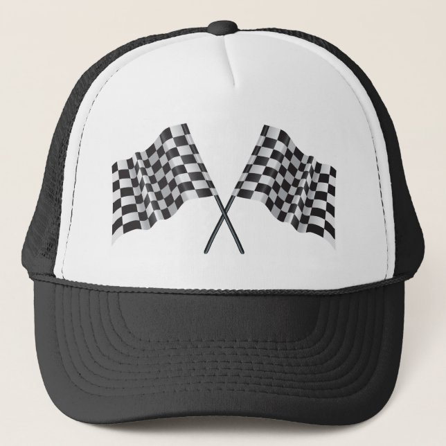 checkered cross flags trucker hat (Front)