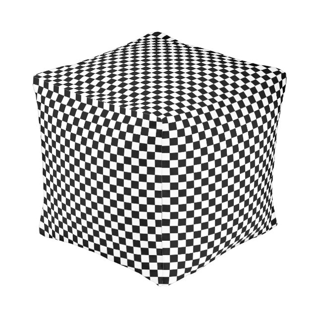 Checkered Cube Pouf (Angled Front)