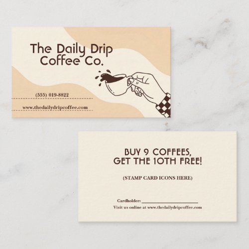 Checkered Cuff Spilling Coffee Cup Business Card