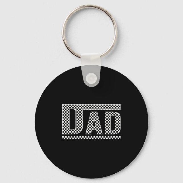 Checkered Dad Black White Funny Dad Father's Day M Keychain (Front)