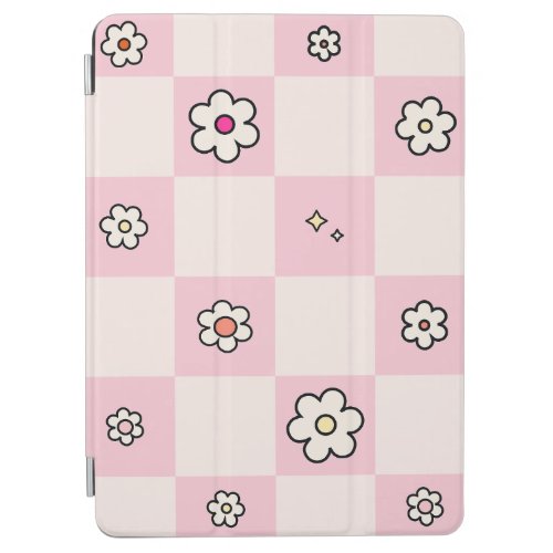 Checkered Daisies Pink iPad Air Cover