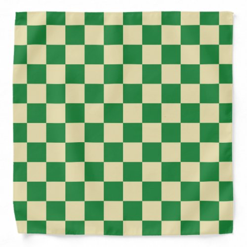 Checkered Dark Green and Beige Bandana