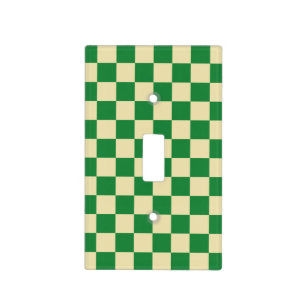 Checkered Dark Green and Beige Light Switch Cover