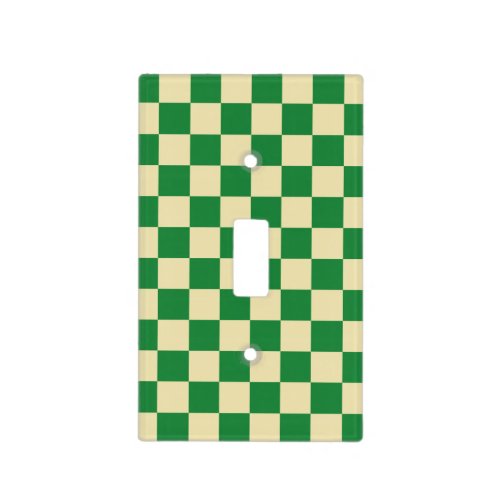 Checkered Dark Green and Beige Light Switch Cover