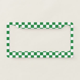 Checkered Dark Green and White  License Plate Frame