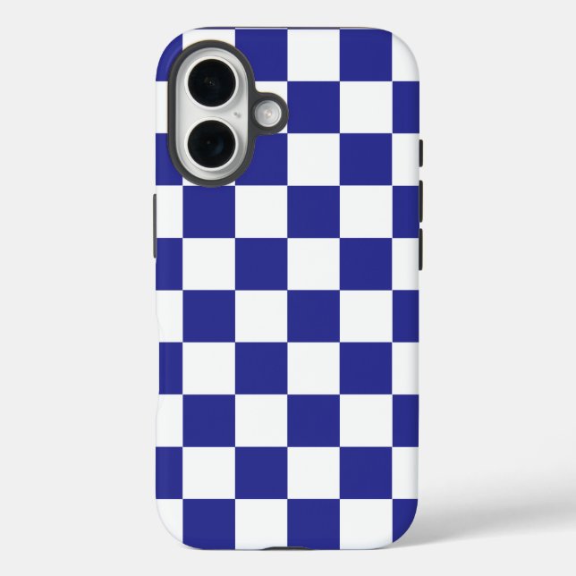 Checkered deep blue and white Case-Mate iPhone case (Back)
