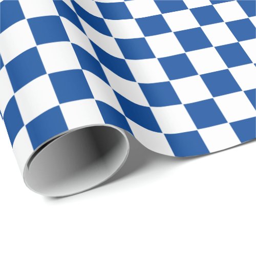 Checkered Deep Blue and White Wrapping Paper