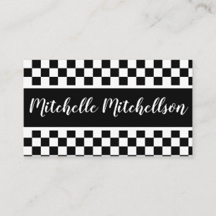 Checkered Delight BW Business Card