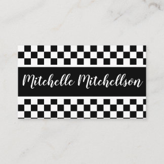 Checkered Delight BW Business Card