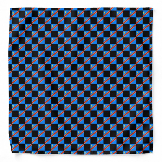 Checkered Democratic Republic of the Congo Flag Bandana (Front)