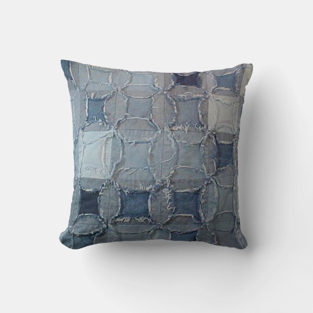 Checkered Denim Pillow (Front)