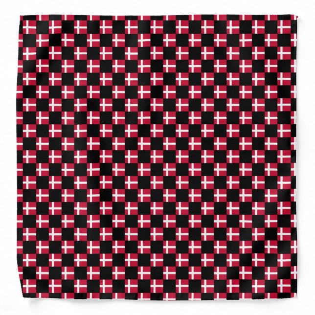 Checkered Denmark Flag Pattern  Bandana (Front)