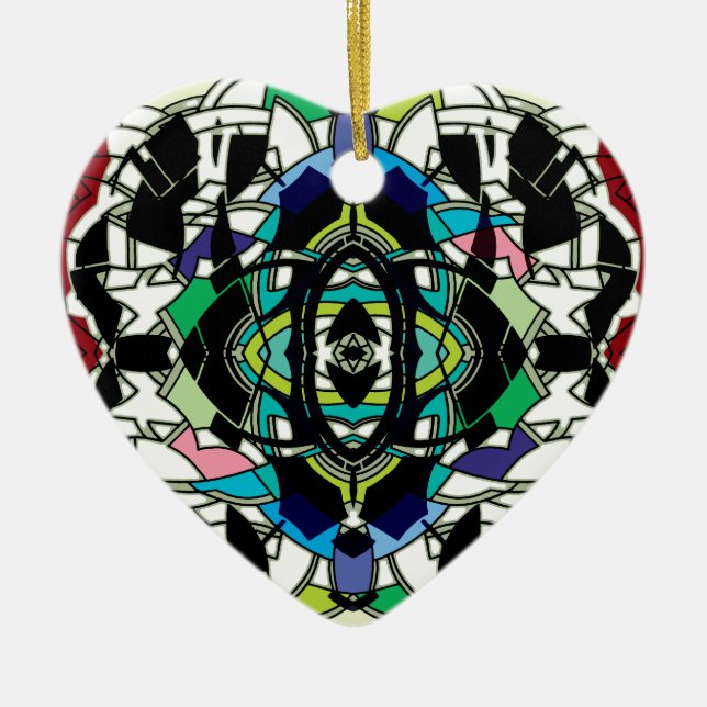 Checkered Design Ceramic Ornament (Front)