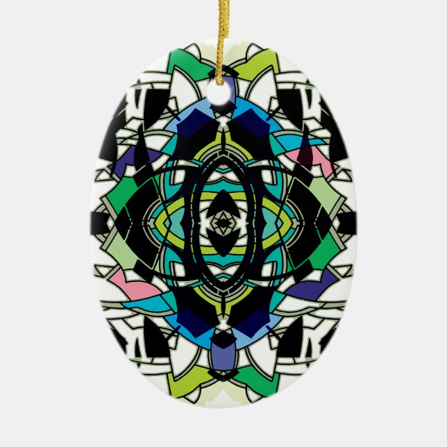 Checkered Design Ceramic Ornament (Front)