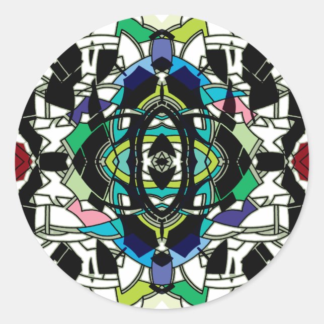 Checkered Design Classic Round Sticker (Front)