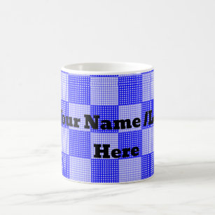 Checkered Design Coffee Mug With Name Tag