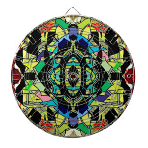 Checkered Design Dartboard With Darts