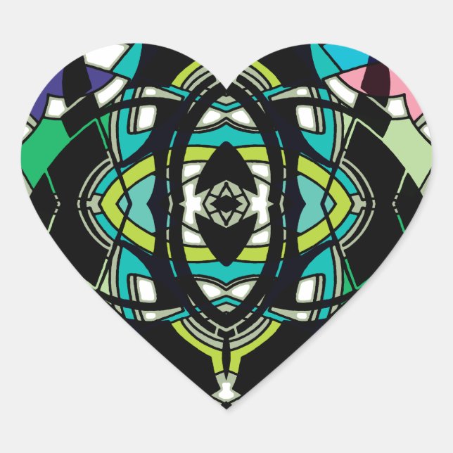 Checkered Design Heart Sticker (Front)