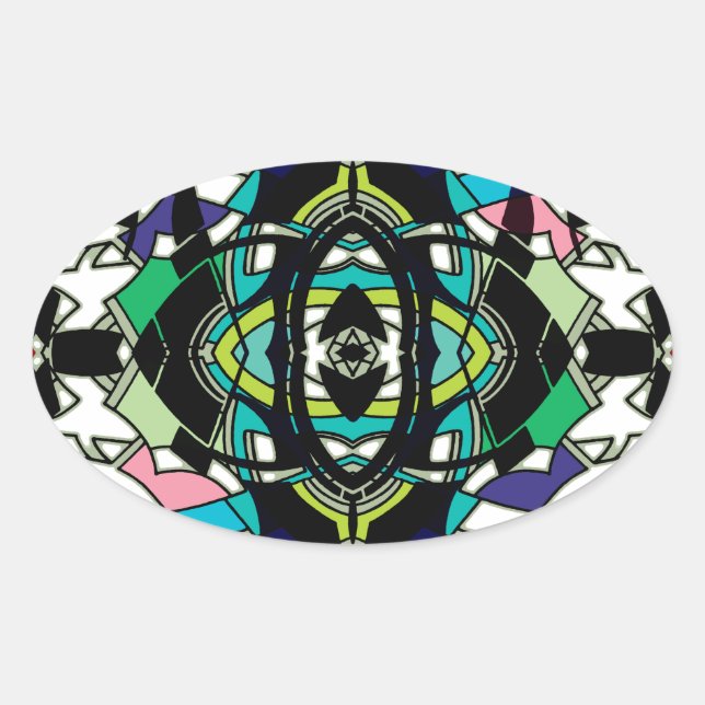 Checkered Design Oval Sticker (Front)