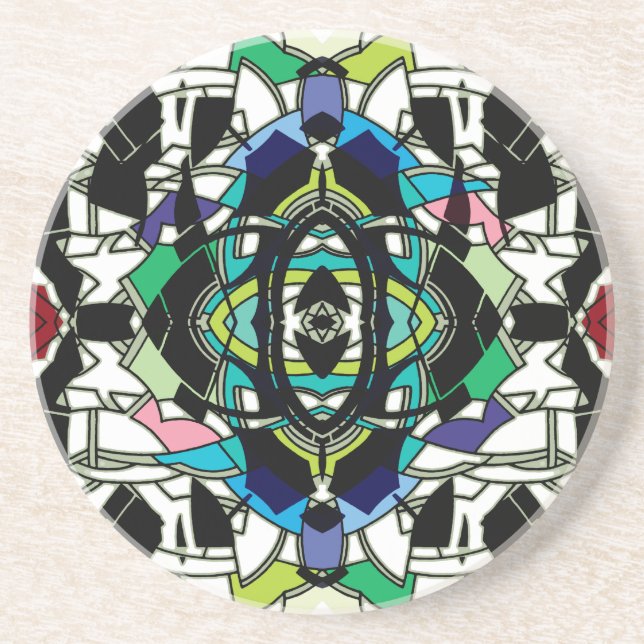 Checkered Design Sandstone Coaster (Front)