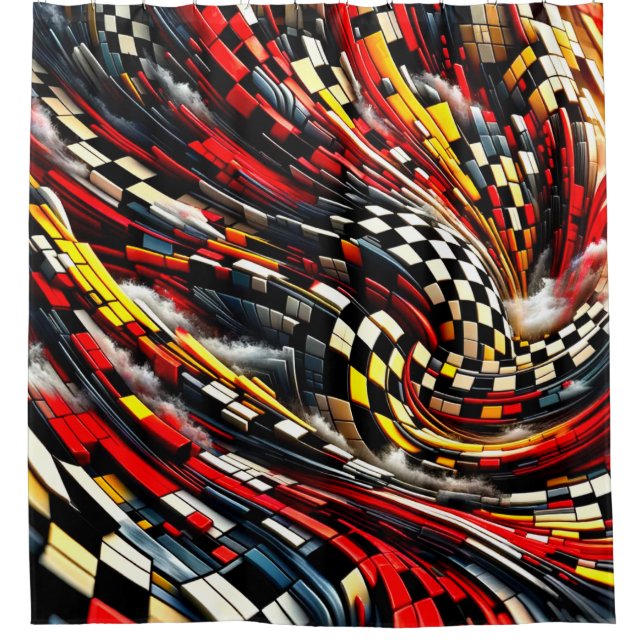 Checkered Design Shower Curtain (Front)