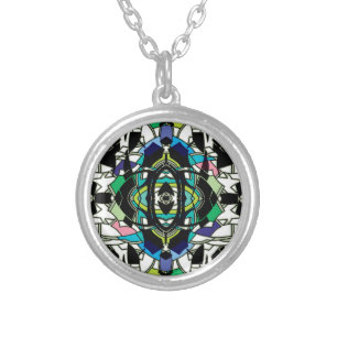 Checkered Design Silver Plated Necklace