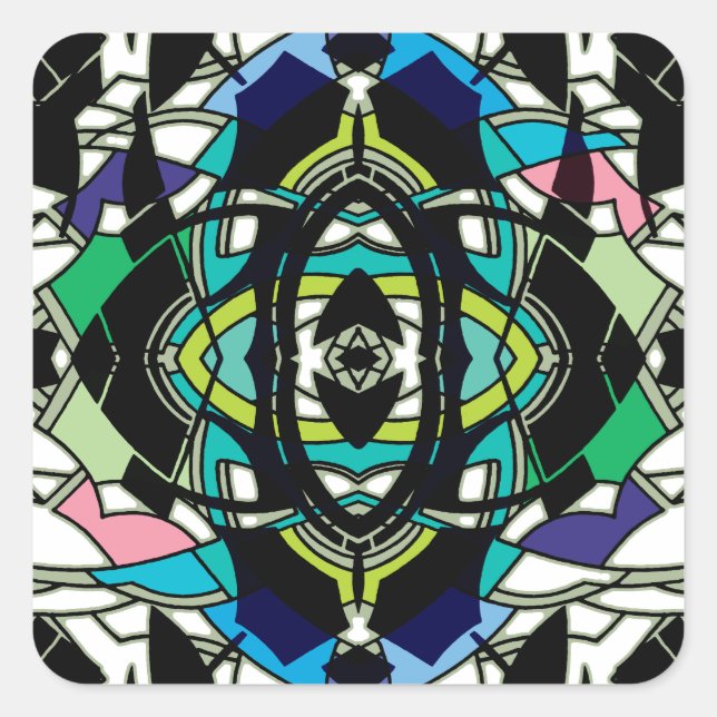 Checkered Design Square Sticker (Front)