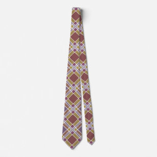Checkered Diamond Plaid - Golden Brown Neck Tie
