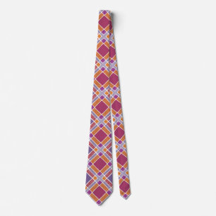 Checkered Diamond Plaid - Red and Purple Neck Tie