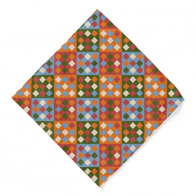Checkered Diamond Repeat Pattern Bandana (Front)