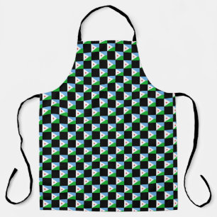 Checkered Djibouti Flag Pattern Apron