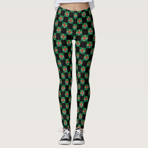 Checkered Dominica Flag Pattern Leggings
