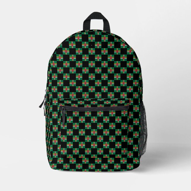 Checkered Dominica Flag Pattern  Printed Backpack (Front)