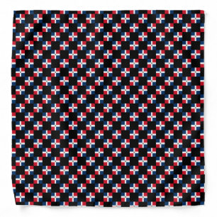 Checkered Dominican Republic Flag Pattern Bandana