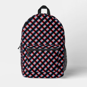 Checkered Dominican Republic Flag Pattern Printed Backpack