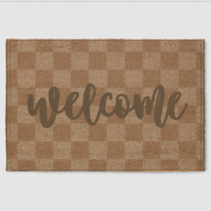 Checkered Door Mat Entryway Coir Mat