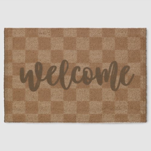 Checkered Door Mat Entryway Coir Mat