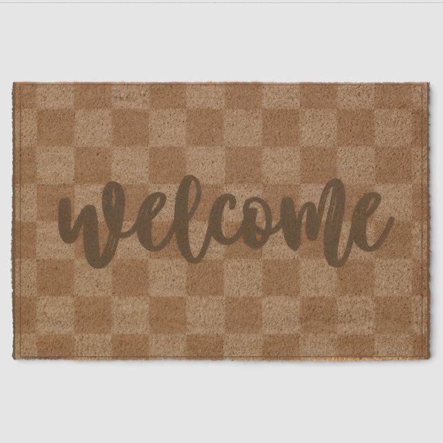 Checkered Door Mat Entryway Coir Mat (Front)