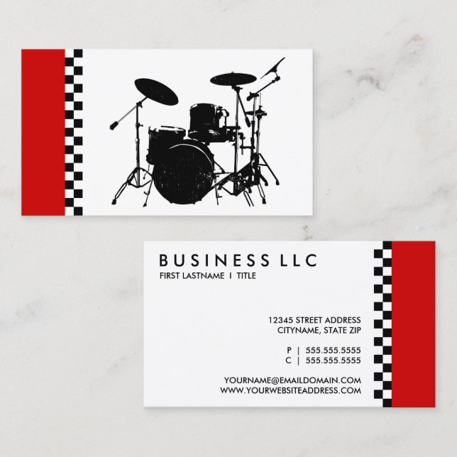 checkered drums. business card (Front/Back)