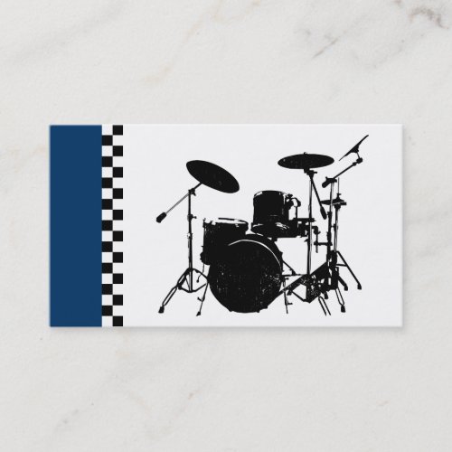 checkered drums. business card