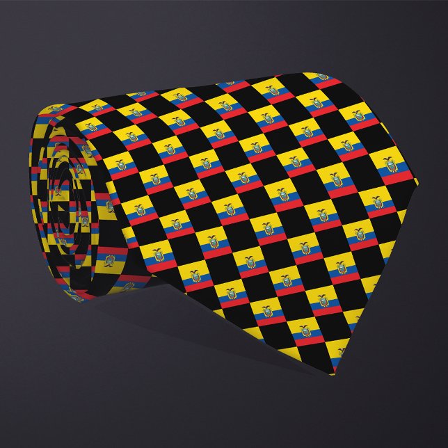 Checkered Ecuador Flag Pattern  Neck Tie (Creator Uploaded)