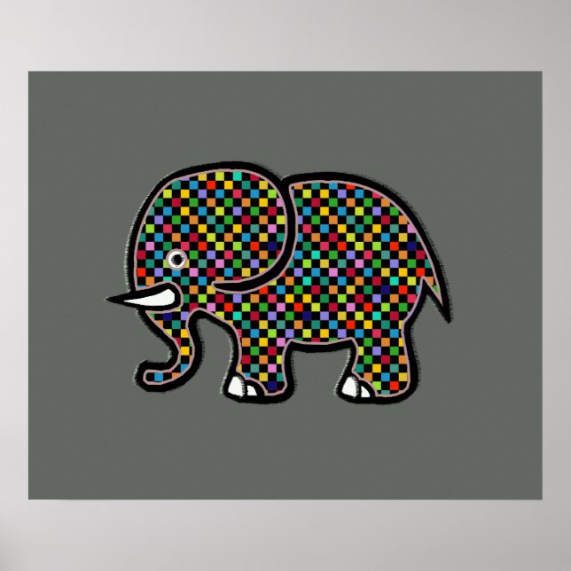 checkered elephant print for walls (Front)
